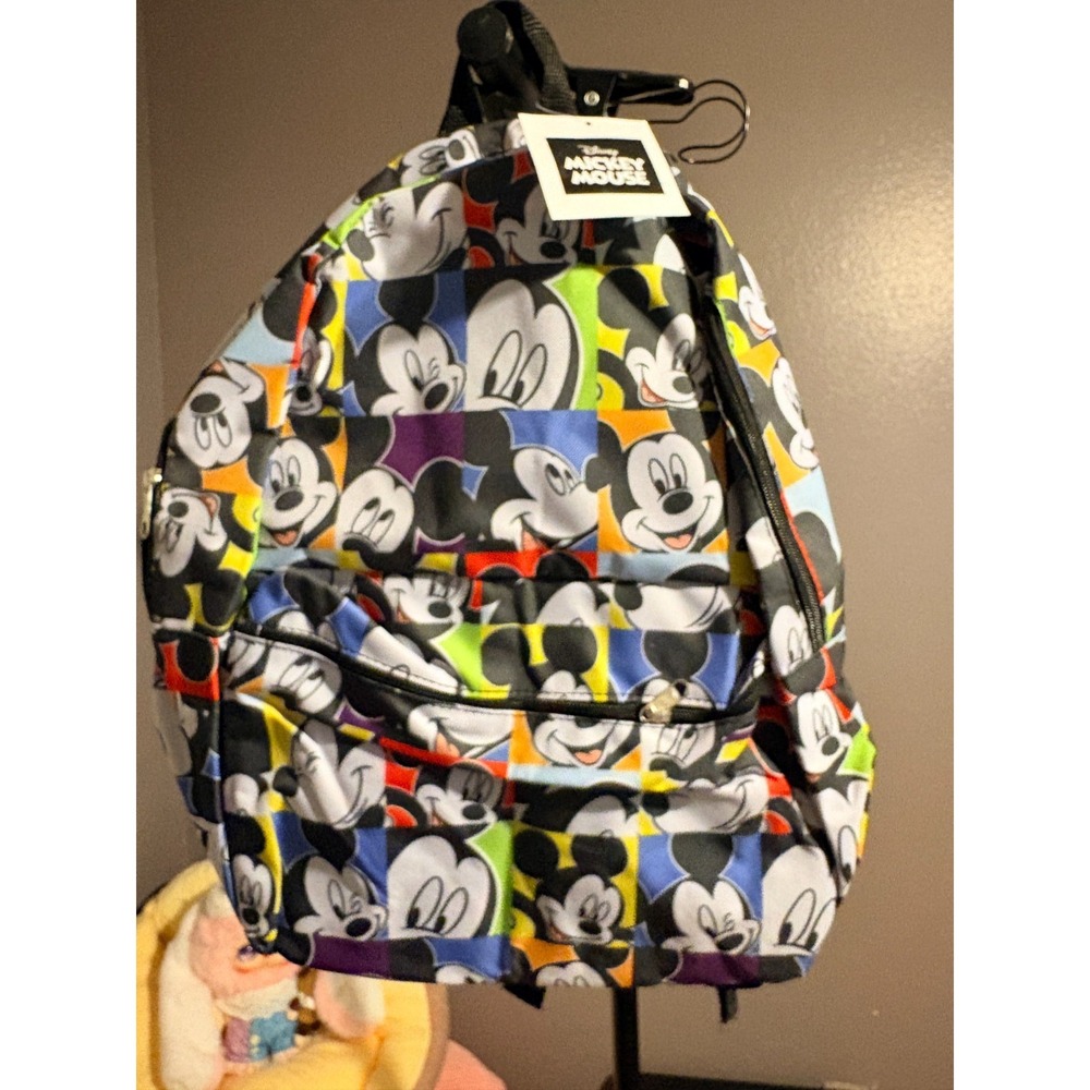 Back to School Backpack - Mickey Mouse!! Black, Med Siz Backpack Front Pocket